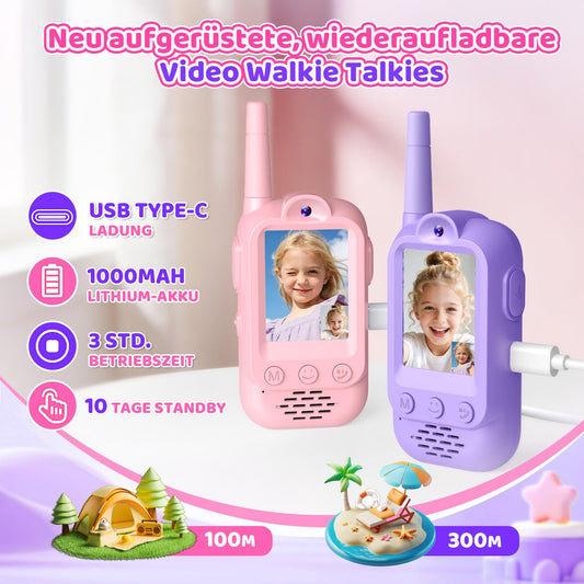 Kinder-Walkie-Talkies mit Video – Spielzeug und Geschenk für Mädchen von 3–8 Jahren.