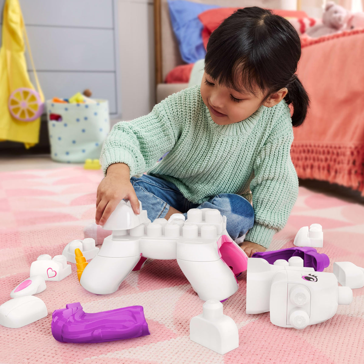 Mega Bloks Fisher-Price 3-in-1 Bau- und Zaubereinhorn – Bausteinspielzeug.