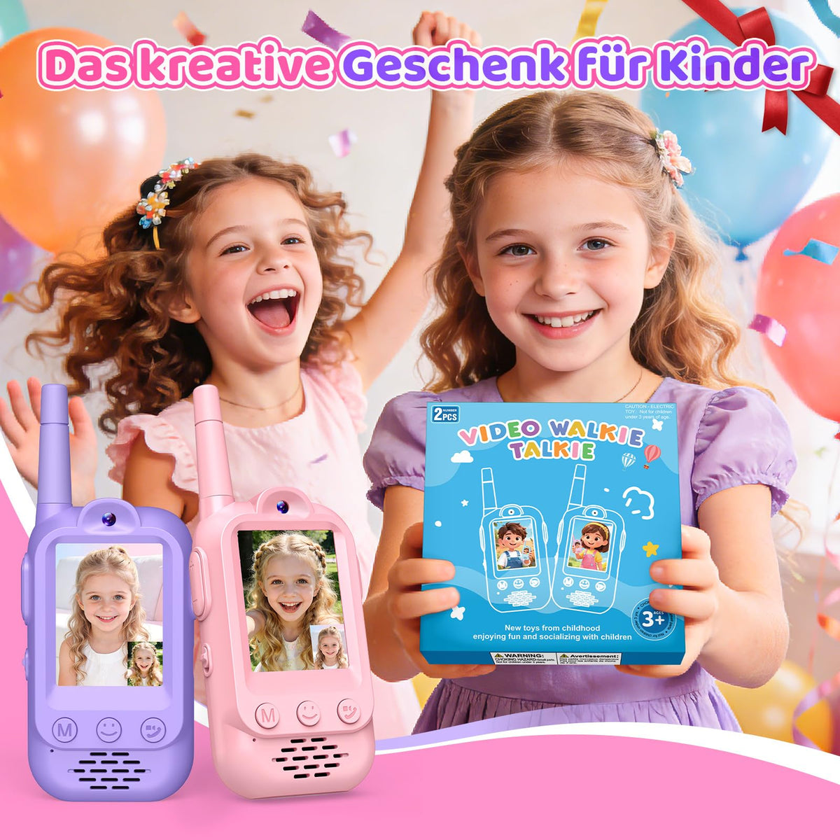 Kinder-Walkie-Talkies mit Video – Spielzeug und Geschenk für Mädchen von 3–8 Jahren.