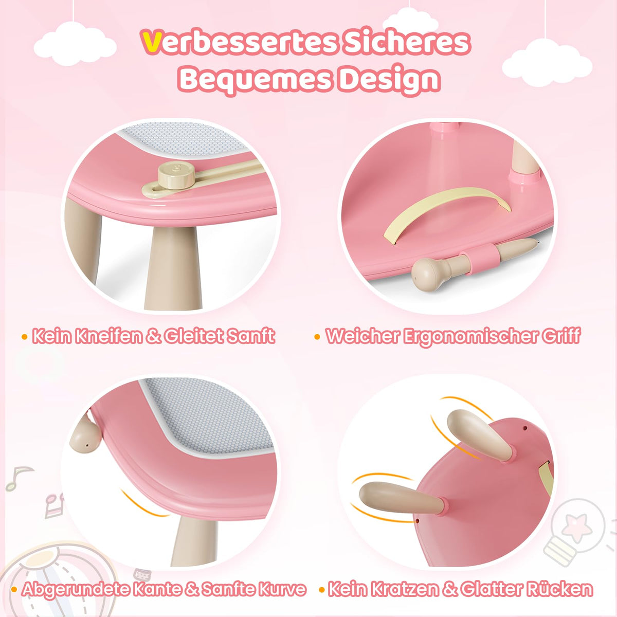 Kikidex magnetische Zaubertafel, Rosa – Mal- und Lernspielzeug für Kleinkinder von 1–3 Jahren.