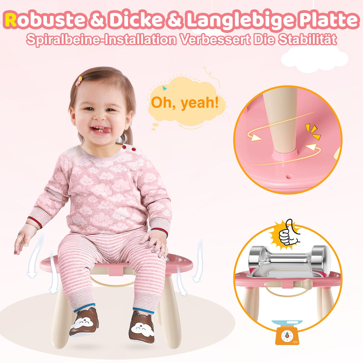 Kikidex magnetische Zaubertafel, Rosa – Mal- und Lernspielzeug für Kleinkinder von 1–3 Jahren.