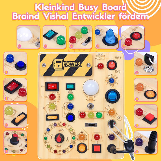 EchoToys Montessori Busy Board aus Holz – Activity-Spielzeug für Kinder ab 1 Jahr.