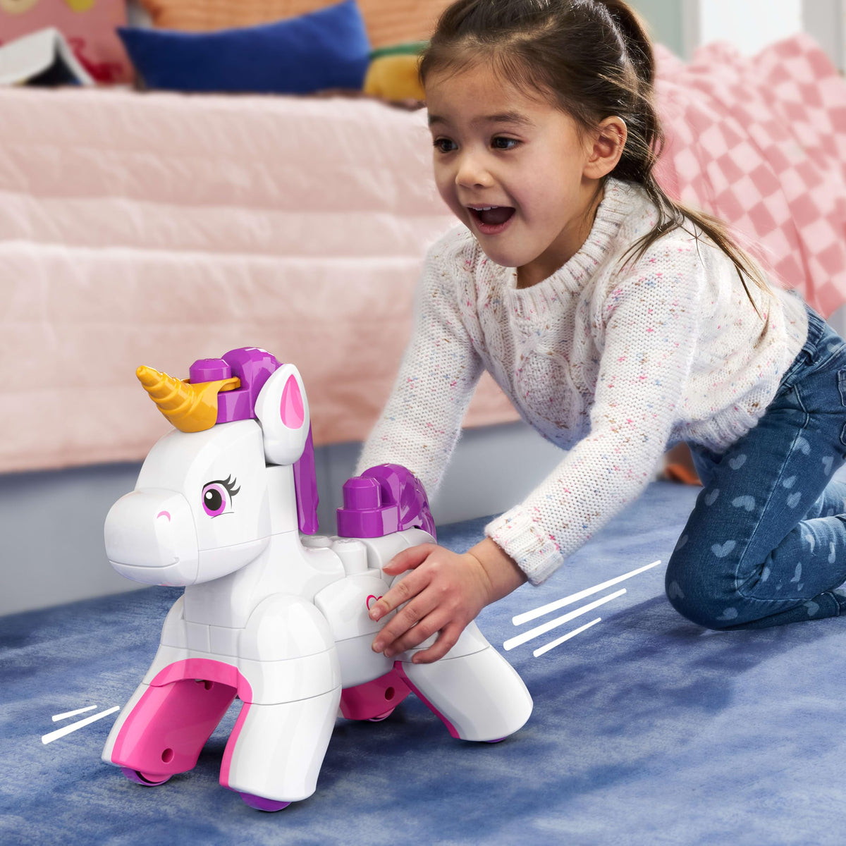 Mega Bloks Fisher-Price 3-in-1 Bau- und Zaubereinhorn – Bausteinspielzeug.