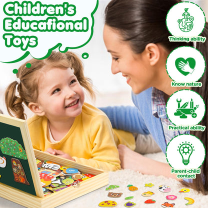 1. Magnetisches Montessori-Holzpuzzle, 130 Teile, Motiv Autoreifen.