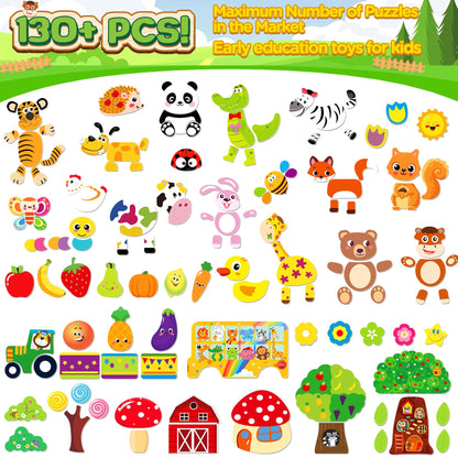 1. Magnetisches Montessori-Holzpuzzle, 130 Teile, Motiv Autoreifen.