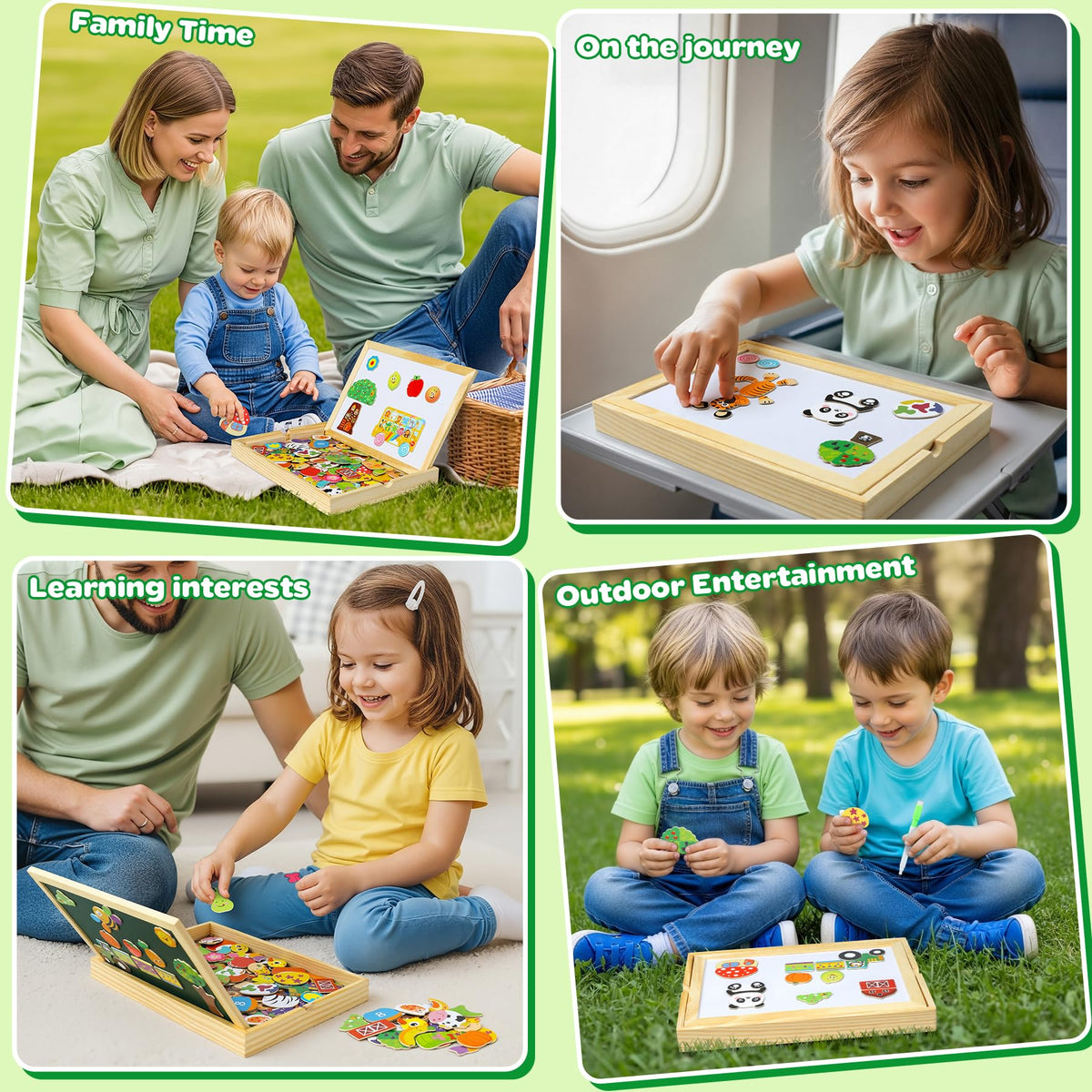 1. Magnetisches Montessori-Holzpuzzle, 130 Teile, Motiv Autoreifen.