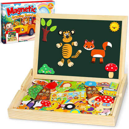 1. Magnetisches Montessori-Holzpuzzle, 130 Teile, Motiv Autoreifen.