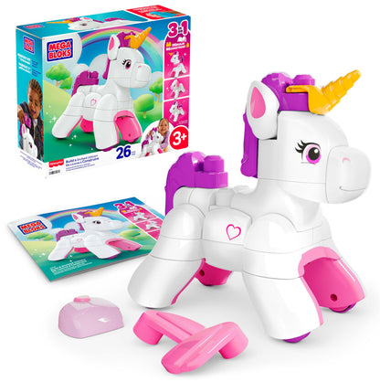 Mega Bloks Fisher-Price 3-in-1 Bau- und Zaubereinhorn – Bausteinspielzeug.